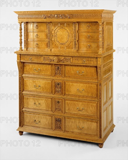 Chest of Drawers, 1878/84, American, 19th century, New York, New York, Bird's-eye maple, tulip poplar, and cherry, 152.4 × 111.8 × 55.9 cm (60 × 44 × 22 in.)