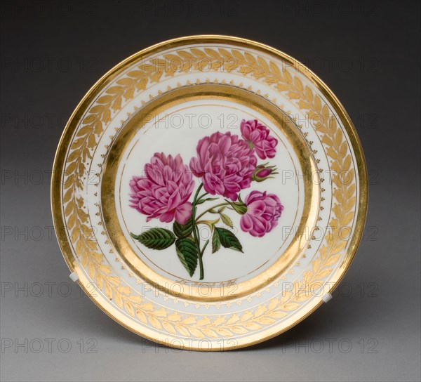 Dessert Plate, 1826, Prince Iusupov Porcelain Factory, Russian, 1814-1831, Moscow, Hard-paste porcelain, polychrome enamels, and gilding, 3.2 x 23.2 cm (1 1/4 x 9 1/8 in.)