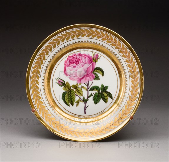 Dessert Plate, 1826, Prince Iusupov Porcelain Factory, Russian, 1814-1831, Moscow, Hard-paste porcelain, polychrome enamels, and gilding, 3.2 x 23.3 cm (1 1/4 x 9 3/16 in.)