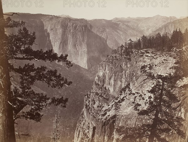 First View of the Yosemite Valley from the Mariposa Trail, 1865/66, Carleton Watkins, American, 1829–1916, United States, Albumen print, 39.9 x 52.4 cm (image/paper), 47.4 x 61 cm (mount)
