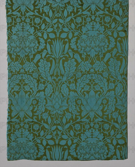 Oak, 1881 (produced 1881/1940), Designed by William Morris (English, 1834–1896), Sold by Morris & Company, 1875–1940, Possibly woven by J.O. Nicholson (English, 19th century), England, Cheshire, Macclesfield, England, Silk, damask weave, 124.6 × 92.7 cm (49 × 36 1/2 in.)