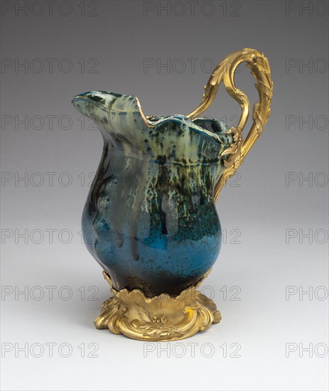 Ewer, 1898, Léonard-Agathon van Wydeveld (French, born Belgium, 1841–1923), Designed and made by Louchet Frères (French, active 19th century), France, Flambé-glazed pottery and gilt bronze mounts, 27.3 × 25 cm (10 3/4 × 9 7/8 in.)