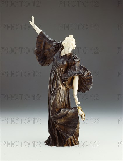 La Cothurne (Tragic Pose from Le Jeu d’escharpe), modeled 1895 (cast 1900), Agathon Léonard (Agathon van Weydeveldt), French, 1841-1923, Cast by: Susse Frères Editeurs, French, France, Ivory, silvered and gilt copper alloy, H. 37.1 cm (14 5/8 in.)