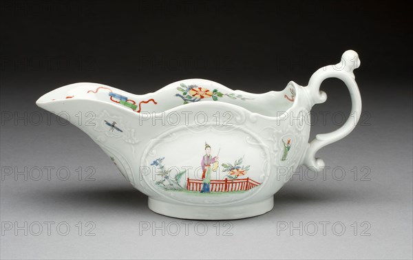 Sauceboat, c. 1755, Worcester Porcelain Factory, Worcester, England, founded 1751, Worcester, Soft-paste porcelain with polychrome enamels, 11.4 x 23.2 cm (4 1/2 x 9 1/8 in.)