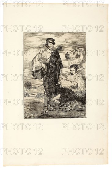 The Gypsies, 1862, Édouard Manet, French, 1832-1883, France, Etching in warm black on ivory laid paper, 282 × 207 mm (image), 315 × 238 mm (plate), 537 × 349 mm (sheet)