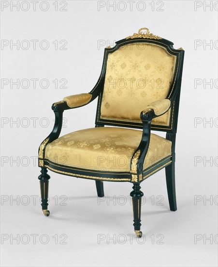 Armchair, 1856/65, Attributed to Leon Marcotte, American, born France, 1824–1887, New York, New York City, Ebonized cherry and ormolu, 101 × 64.8 cm (39 3/4 × 25 1/2 in.)