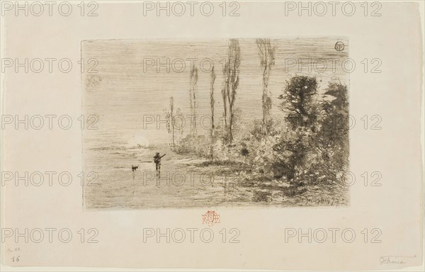 Autumn Morning, 1875, Félix Hilaire Buhot, French, 1847-1898, France, Etching, aquatint and drypoint on cream wove paper, 108 × 168 mm (plate), 164 × 250 mm (sheet)