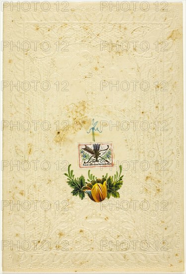 Fond Affection Turns to Thee (valentine), 1840/49, Unknown Artist, American or English, 19th century, United States, Collaged elements with watercolor on embossed ivory wove paper, 188 x 128 mm (folded sheet)