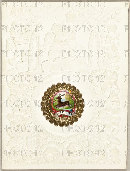 To My Dear (valentine), c. 1860, Unknown Artist, American, 19th century, United States, Collaged element on embossed (designed) coated ivory paper, 101 x 77 mm (folded sheet)
