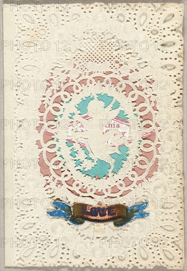 Love (Valentine), c. 1850, G. Ingram, English, 19th century, England, Collaged elements on cut and embossed (designed) ivory wove paper, 68 × 47 mm (folded sheet)