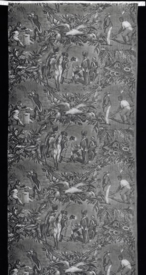 Episodes de la Vie de Napoléon Ier (Episodes from the life of Napoleon the first) (Furnishing Fabric), c. 1840, Designed by George Zipelius (French, 1808–1890) after Eugene-Louis Lami (French, 1800–1890), Horace Vernet (French, 1789–1863), and Jean-Pierre-Marie Jazet (French, 1788–1871), Manufactured by Koechlin-Ziegler, France, Alsace, Mulhouse, Mulhouse, Cotton, plain weave, engraved roller printed, 168.3 x 73.1 cm (66 1/4 x 28 3/4 in.)