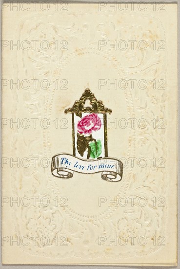 Thy Love for Mine (valentine), c. 1830, Unknown Artist, American or English, 19th century, United States, Collaged elements on embossed cream wove paper, 100 x 67 mm (folded sheet)