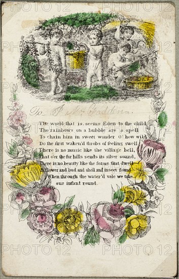 The World That Is (valentine), c. 1830, Unknown Artist, American or English, 19th century, United States, Engraving with hand-coloring and traces of graphite on ivory card, 113 x 72 mm (card)