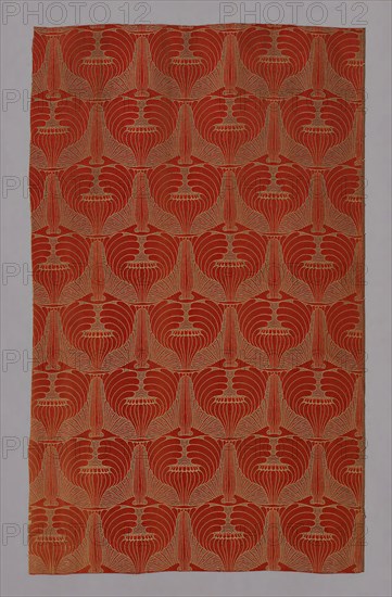 Mohnköpfe (Poppyheads) (Dress or Furnishing Fabric), 1900, Designed by Koloman Moser (Austrian, 1868–1918), Produced by Johan Backhausen und Söhne (Austrian, founded 1849), Austria, Vienna, Vienna, Silk, wild silk, and cotton, satin weave self-patterned by ground weft floats, 182.9 × 113 cm (72 × 44 1/2 in.)