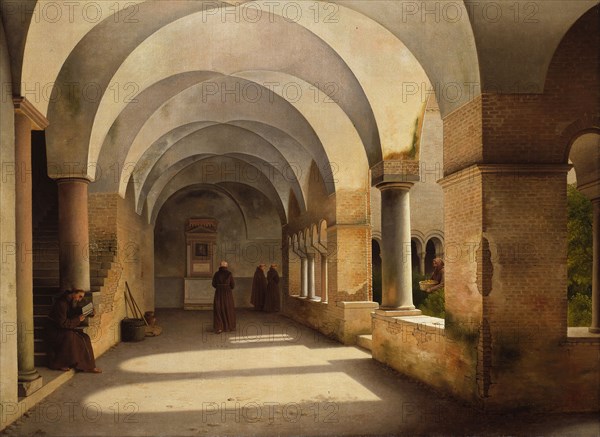 The Cloisters, San Lorenzo fuori le mura, 1824, Christoffer Wilhelm Eckersberg, Danish, 1783-1853, Denmark, Oil on canvas, 22 5/8 × 31 in. (57.7 × 78.8 cm)