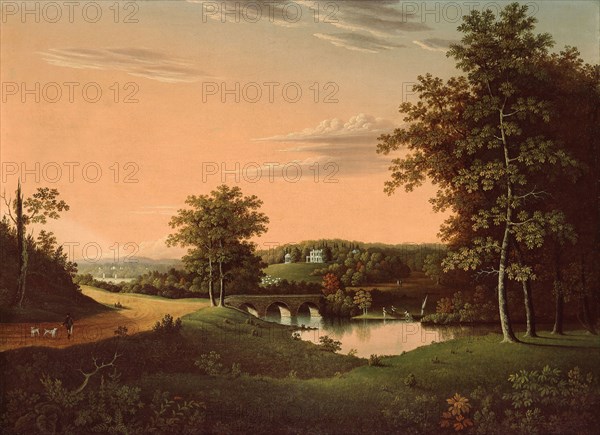 Point Breeze, the Estate of Joseph Napoleon Bonaparte at Bordentown, New Jersey, 1817/20, Attributed to Charles Lawrence, American, active 1813–1837, Philadelphia, Oil on canvas, 68.6 × 92.7 cm (27 × 36 1/2 in.)