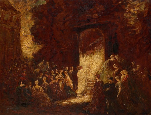 Fête d’Après-Midi, c. 1880, Adolphe-Joseph-Thomas Monticelli, French, 1824-1886, France, Oil on panel, 17 × 21 7/8 in. (43 × 55.5 cm)