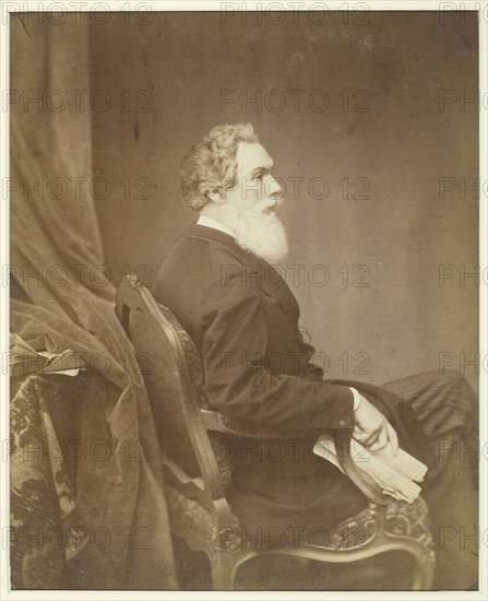 Untitled (Man in Chair, Profile), 1855/1869, Antoine Samuel Adam-Salomon, French, 1811–1881, France, Albumen print, 25 × 20.2 cm (image/paper)