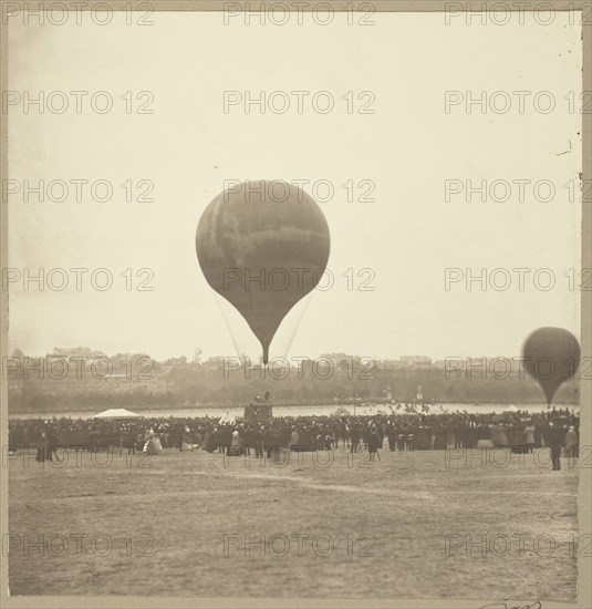 Le Geant, Champ de Mars, October 18, 1863, probably printed 1880/89, Nadar (Gaspard Félix Tournachon), French, 1820–1910, France, Gelatin silver printing out paper print, 17.1 × 16.5 cm (image/paper), 18.8 × 18.4 cm (first mount), 33 × 24.2 cm (second mount)