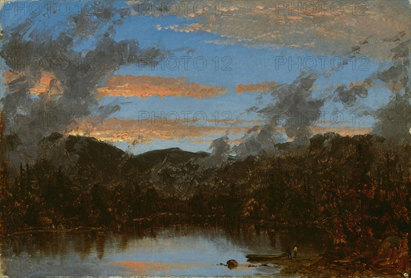 Mist Rising at Sunset in the Catskills, c. 1861, Sanford Robinson Gifford, American, 1823–1880, United States, Oil on canvas, 17.2 × 24.1 cm (6 3/4 × 9 1/2 in.)