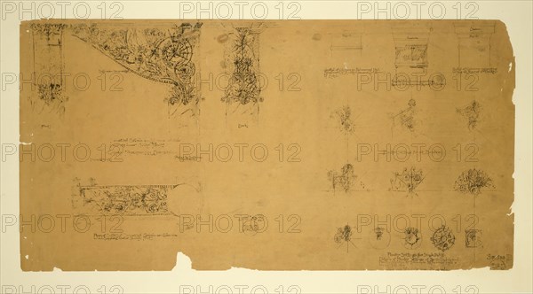 Auditorium Building, Chicago, Illinois, Plaster Details for Gallery, c. 1887, Adler and Sullivan, American, 1883–1895, Chicago, Hectograph print on paper, 44 × 86 cm (17 5/16 × 33 7/8 in.)
