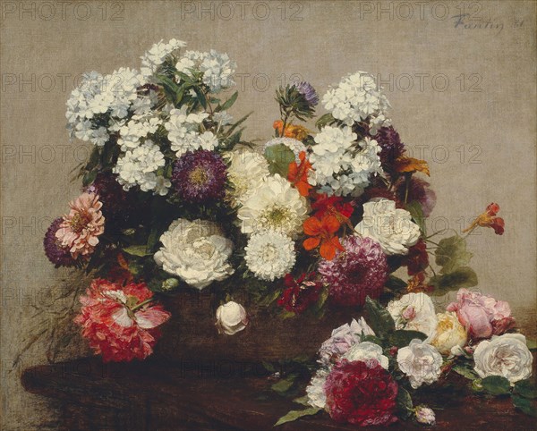 Still Life with Flowers, 1881, Henri Fantin-Latour, French, 1836-1904, France, Oil on canvas, 19 × 23 1/2 in. (48.2 × 59.7 cm)