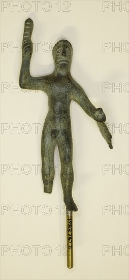 Statuette of Herakles, 4th/3rd century BC, Etruscan, Etruria, Bronze, 13.7 × 5.1 × 4.1 cm (5 3/8 × 2 × 1 5/8 in.)