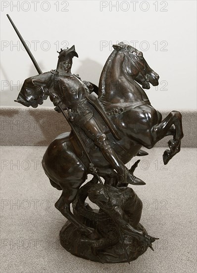 Saint George Slaying the Dragon, 1871, Emmanuel Frémiet, French, 1824-1910, France, Bronze, 49.9 × 26.7 × 22.2 cm (20 1/16 × 10 1/2 × 8 3/4 in.)