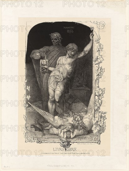 Drunkenness, 1851, Charles Rambert (French, c. 1836-1867, died before 1899), printed by Kaeppelin, France, Lithograph, possibly from a zinc plate, or zincograph, in black crayon, pen and ink, scraping and tusche on cream wove paper, laid down on ivory wove paper, 409 × 266 mm (image), 431 × 290 mm (primary support), 526 × 393 mm (secondary support)