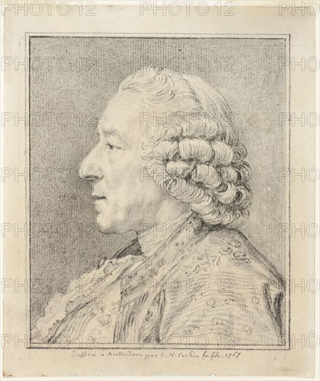 Bust of a Man in Profile to the Left, 1767, Charles-Nicholas Cochin the younger, French, 1715-1790, France, Graphite on ivory laid paper, 148 × 124 mm