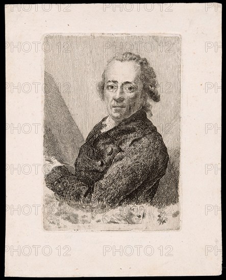 Self-Portrait before an Easel, c. 1787, Anton Graff, German, born Switzerland, 1736-1813, Germany, Etching in black on cream laid paper, 177 x 124 mm (image), 182 x 127 mm (plate), 248 x 197 mm (sheet)