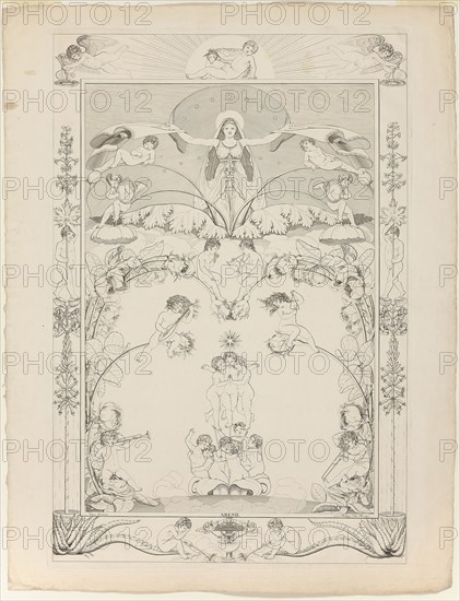 Evening, 1803/05, Phillip Otto Runge, German, 1777-1810, Germany, Etching and engraving on cream wove paper, 689 x 463 mm (image), 709 x 483 mm (plate), 762 x 580 mm (sheet)