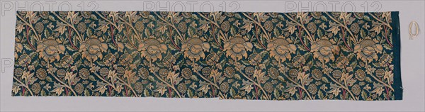 Wey (Formerly a Valance), c. 1883 (produced c. 1883/1940), Designed by William Morris (English, 1834–1896), Produced by Morris & Company, 1875–1940, Woven and printed at Merton Abbey Works, England, Surrey, Wimbledon, England, Cotton, plain weave, block printed, 44.7 × 197.5 cm (17 5/8 × 77 3/4 in.)