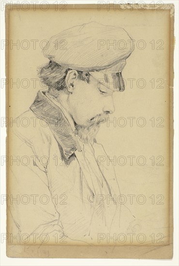 Profile Portrait of a Man Wearing a Cap, n.d., Unknown artist, German, 19th century, Germany, Graphite on tan wove paper, 181 x 121 mm