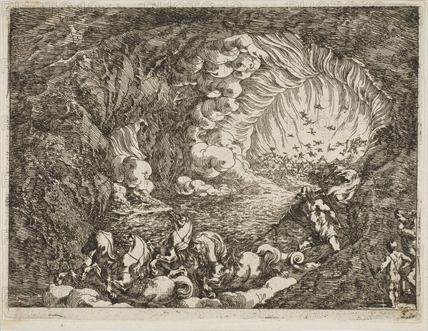 Apocalyptic Vision with Sea Gods, n.d., Johann Wilhelm Baur, German, 1607-1642, Germany, Etching on ivory laid paper, 105 x 140 mm (sheet, sheet trimmed almost to plate mark)