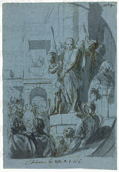 Ecce Homo, n.d., Unknown artist, Austrian, 18th century, Austria, Pen and brown ink, with brush and gray wash,and black chalk, on blue laid paper, 324 × 220 mm, In the Spring the Wanton Lapwing gets himself another Crest, n.d., George Cruikshank, English, 1792-1878, England, Watercolor and pen and black ink, over traces of graphite, on cream wove paper, 127 × 150 mm