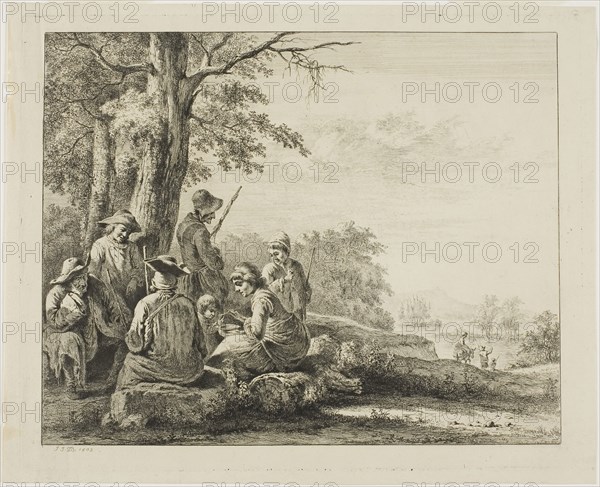 Family Scene in Landscape, 1803, Jean Jacques de Boissieu, French, 1736-1810, France, Etching on paper, 185 × 230 mm (image), 205 × 250 mm (plate), 215 × 265 mm (sheet)