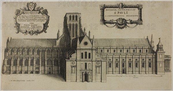 Old Saint Paul’s Cathedral from the North, 1656, Wenceslaus Hollar, Czech, 1607-1677, Bohemia, Etching in black on ivory laid paper, 264 × 349 mm