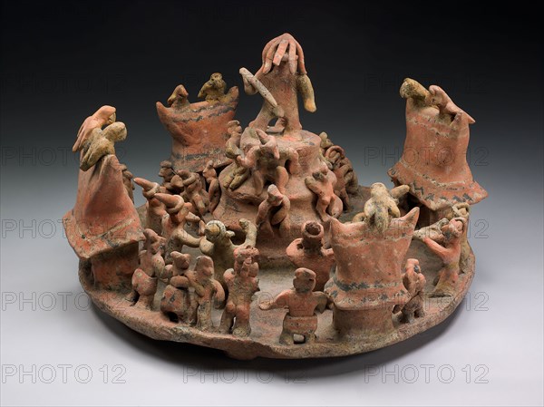 Model Depicting a Ritual Center, A.D. 100/800, Nayarit, Ixtlán del Río, Nayarit, Mexico, Nayarit state, Ceramic and pigment, 33 × 47 cm (13 × 18 1/2 in.)