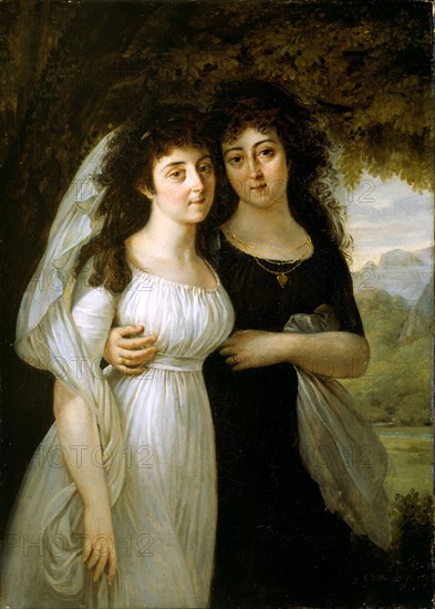 Portrait of the Maistre Sisters, 1796, Antoine-Jean Gros, French, 1771-1835, France, Oil on canvas, 43.2 × 31.2 cm (17 × 12 1/4")
