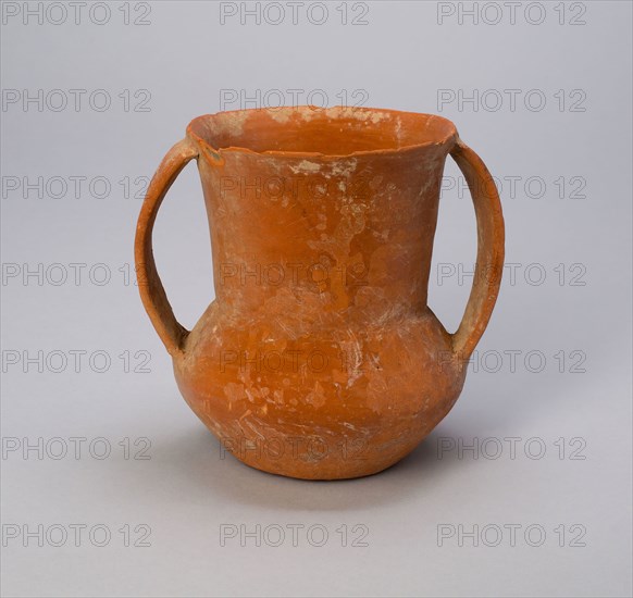 Double-Handled Jar, Neolithic period, Qijia culture, c. 2000 B.C., China, Gansu province, China, Brick-red earthenware, H. 14.2 cm (5 9/16 in.), diam. 14.6 cm (5 3/4 in.)