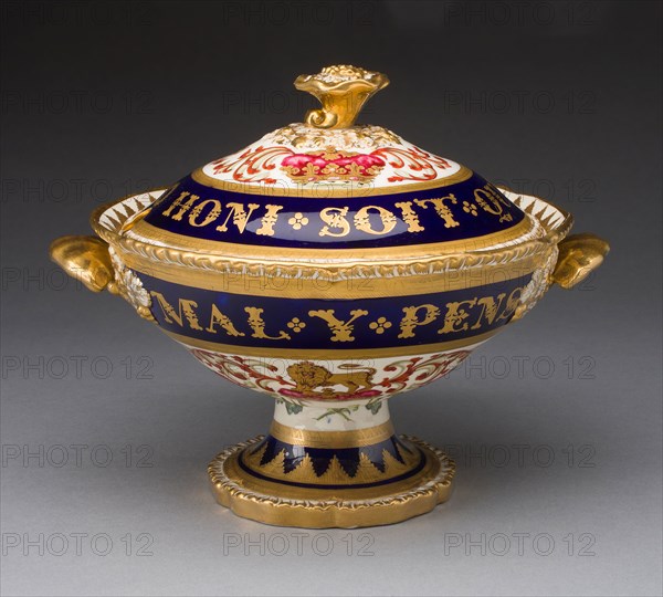 Covered Cream Bowl, c. 1820, Worcester Porcelain Factory (Flight, Barr & Barr Period), English, founded 1751, Retailed by Mortlock China Co., English, 1746-1896, London, Soft-paste porcelain, polychrome enamels and gilding, 23 x 20.3 cm (9 1/16 x 8 in.)