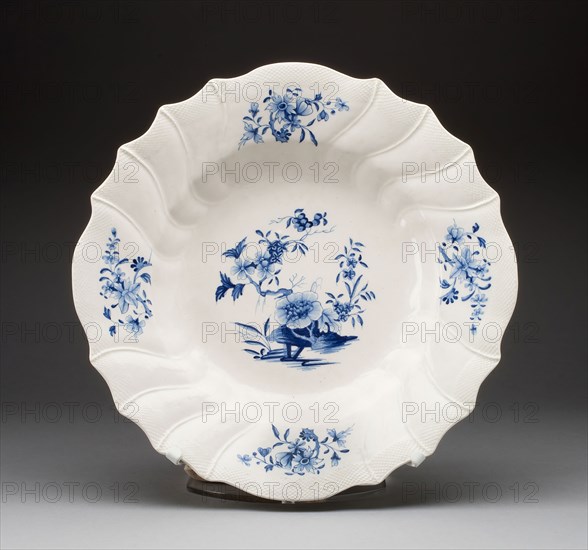 Dish, c. 1765, Tournai Porcelain Manufactory, Belgian, 1751- c. 1850, Tournai, Soft-paste porcelain and underglaze blue decoration, Diam. 40.6 cm (16 in.)