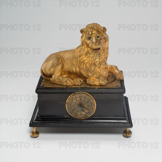 Automaton Clock in the Shape of a Lion, c. 1630, Augsburg, Germany, Gilt bronze, ebony, and metal, 20.3 x 12.7 x 22.9 cm (8 x 5 x 9 in.)