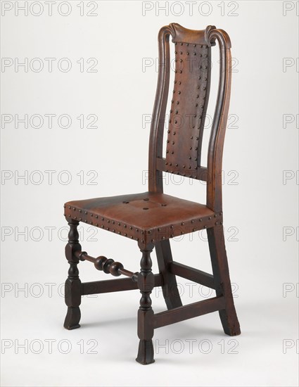 Side Chair, 1722/44, American, 18th century, Newport, Rhode Island or Boston, Newport, Maple and reupholstered with 18th century leather, 106.8 × 48.2 × 36.8 cm (42 × 19 × 14 1/2 in.)