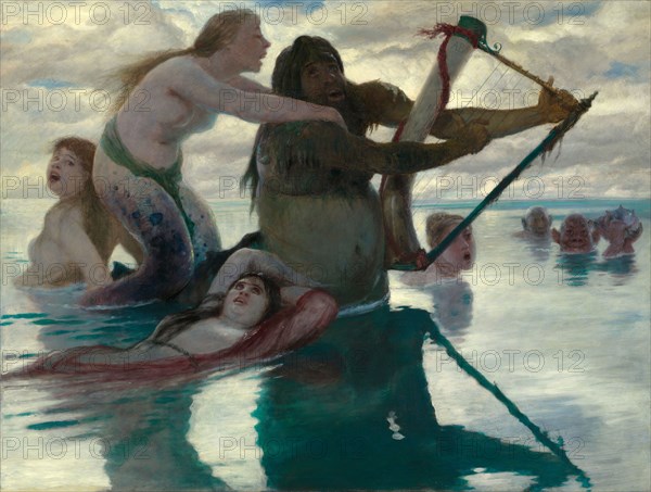 In the Sea, 1883, Arnold Böcklin, Swiss, 1827-1901, Switzerland, Oil on panel, 34 3/8 × 45 3/4 in. (86.5 × 115 cm)