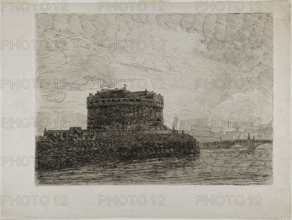 Castel Sant’Angelo, 1746, Alexander Cozens, English, c. 1717-1786, England, Etching on ivory wove paper, 275 × 380 mm