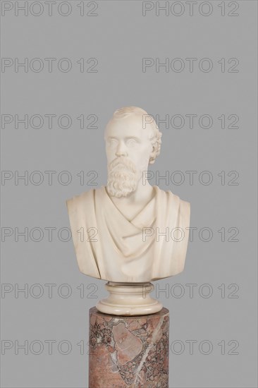 Mr. Potter Palmer, 1871, Hiram Powers, American, 1805–1873, United States, Carrera marble, 72.4 × 44 × 29.4 cm (28 1/2 × 17 5/16 × 11 5/8 in.)