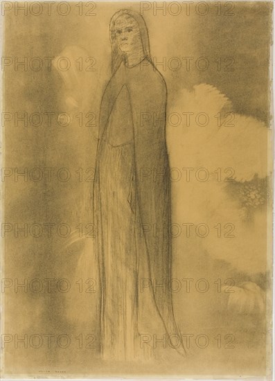 Beatrice, c. 1892, Odilon Redon, French, 1840-1916, France, Charcoal with stumping and erasing on cream wove paper, discolored to tan, 527 × 380 mm