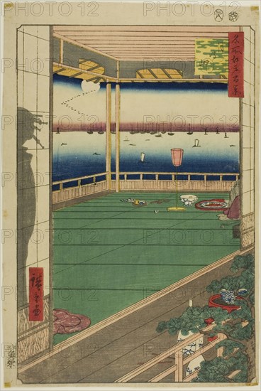 Moon-Viewing Point (Tsuki no misaki), from the series One Hundred Famous Views of Edo (Meisho Edo hyakkei), 1857, Utagawa Hiroshige ?? ??, Japanese, 1797–1858, Japan, Color woodblock print, oban, 33.8 x 22.3 cm (13 5/16 x 8 3/4 in.)